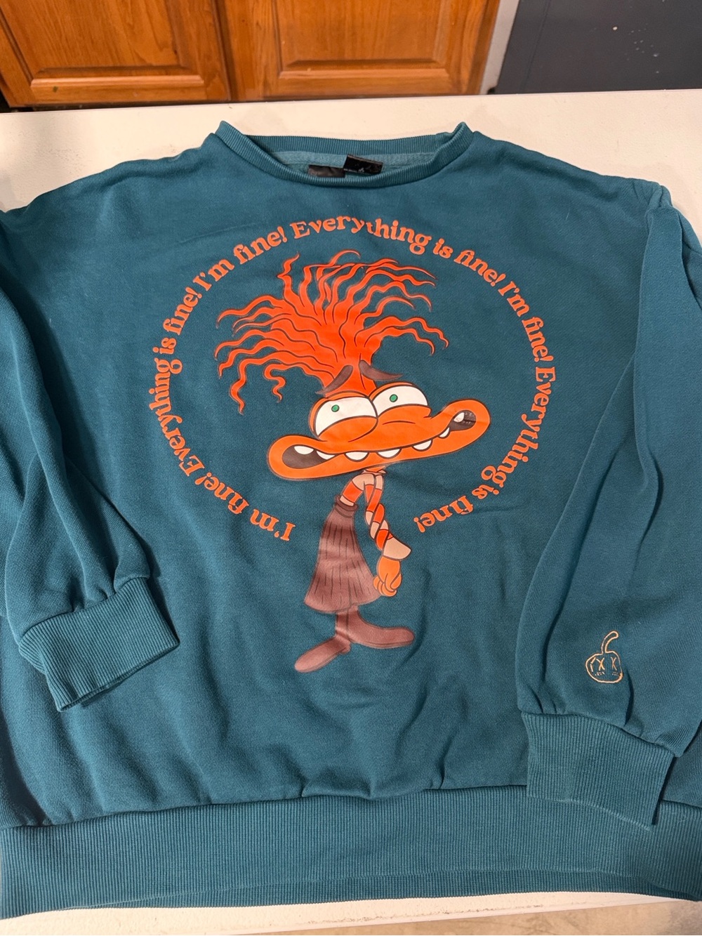 Anxiety Inside Out 2 Teal Graphic Crewneck Sweatshirt